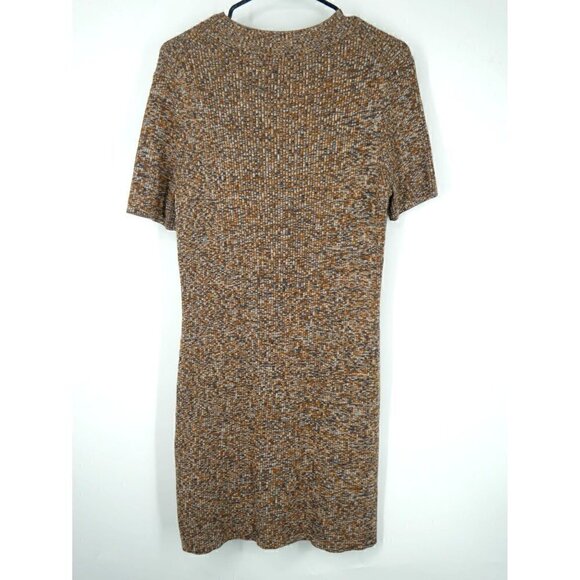 NWOT Madewell Mock Neck Marled Ribbed Bodycon Dress Brown Orange XL - Picture 3 of 7